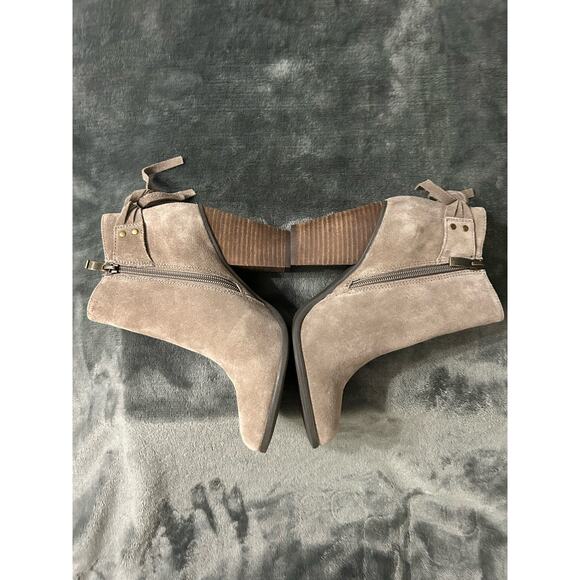 Franco Fortini Lyza brown suede stacked heel booties, Size 8 - Picture 6 of 14